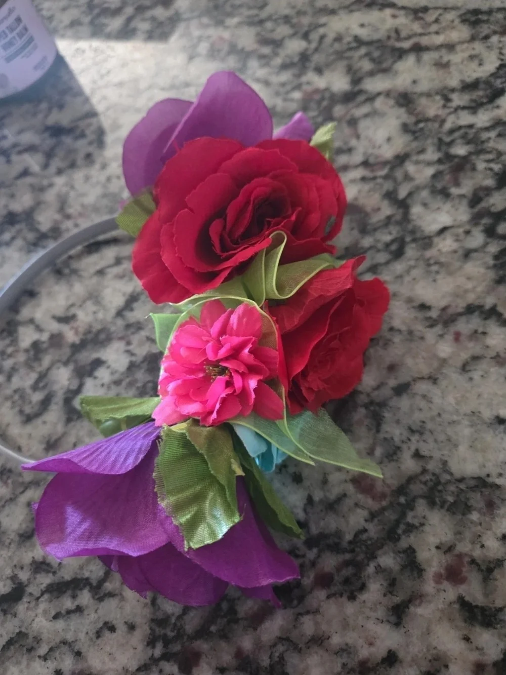 Floral Kids Headband with Pink and Purple Flowers